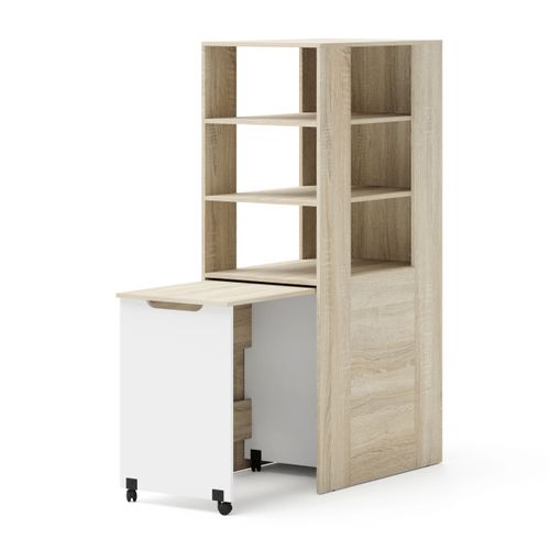 Regał z biurkiem Samoa-Fuji 165cm dąb sonoma / biały mat na Arena.pl