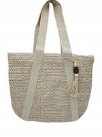 Maxfly - modna pleciona torebka chwost jasny beżowy L0105