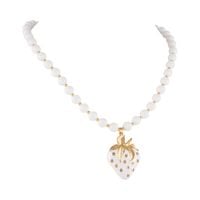 Naszyjnik z agatów z truskawką zdobioną kryształkami (C24/KOR/304AU)