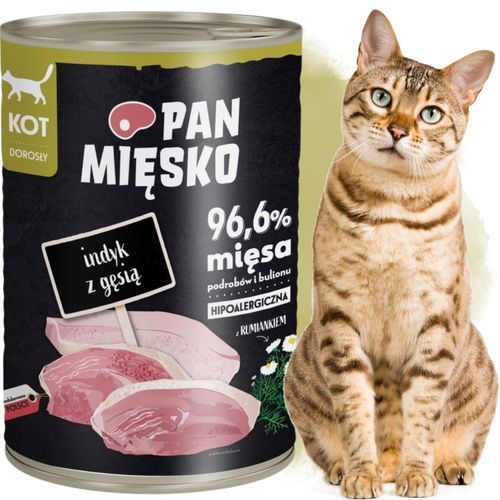 karma mokra dla kota indyk z gęsią pan mięsko hipoalergiczna 400g alergia na Arena.pl