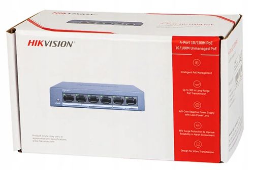 Switch POE 4x PoE 2x LAN do 4 kamer IP HIKVISION 45W 10/100Mbps na Arena.pl
