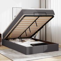 Rama łóżka otomana z materacem, szara, 120x200 cm, ekoskóra