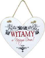 Tabliczka drewniana - Witamy w Naszym Domu! - serce