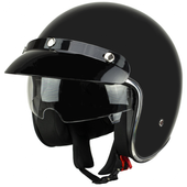 Kask na skuter motocyklowy otwarty z daszkiem BB 588 -przeźroczysta blenda M czarny