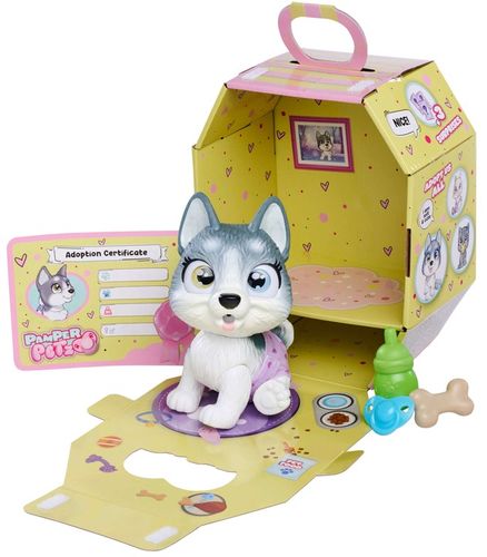 PAMPER PETZ PIESEK HUSKY PIJE SIKA PIELUSZKOWY GANG 20 CM + BUTELKA SMOCZEK na Arena.pl