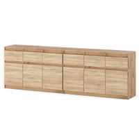 Komoda 240cm Do Salonu Sypialni 6 Szuflad Dąb Wotan Sonoma Szafka Drzwiczki