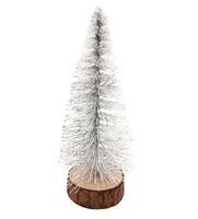 CHOINKA SZTUCZNA NA PNIU z brokatem dekoracja 14cm BIAŁA SREBRNA