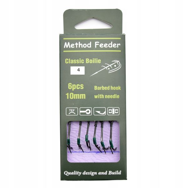 Haczyki Method Feeder na przyponie z igłą # 4 - 6 szt zdjęcie 6