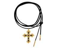 czarny choker z krzyżem, wiązany z przodu (c24/wio/36au)