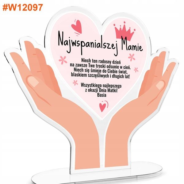 PREZENT DLA MAMY STATUETKA serce na DZIEŃ MATKI kolorowy nadruk zdjęcie 6