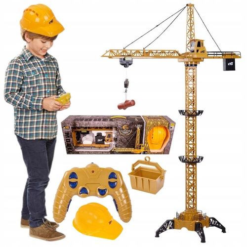 Mega Dźwig Żuraw Budowlany RC Zdalnie Sterowany 128cm na Pilot + Kask LED na Arena.pl