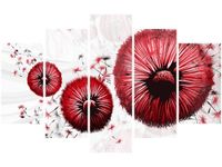 70 100CM OBRAZ 5 ELEM CZERWONE DMUCHAWCE DRUK PŁÓTNO