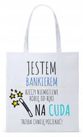 Torba Biała Eco Shopper Dla Bankiera Prezent Z Nadrukiem Ze Zdjęciem
