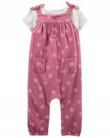 Carter's Zestaw 2-el. Ogrodniczki T-shirt Kwiaty 1