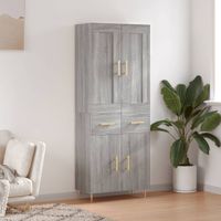 Witrynka szary dąb sonoma 69,5x34x180cm materiał drewnopochodny