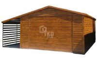 Garaż Blaszany 4x5 + wiata 1,5x5 Brama drewnopodobny - TKD140