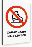 Tabliczka znak informacyjny 40x30 Biała ZAKAZ JAZDY NA ŁYŻWACH Aluminiowa