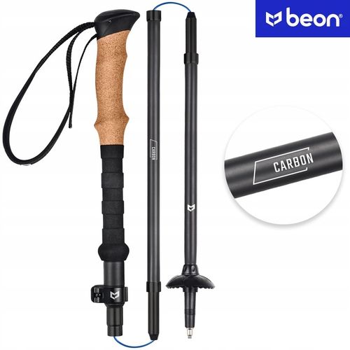 KIJE TREKKINGOWE SKŁADANE KARBONOWE KIJKI W GÓRY WŁÓKNO WĘGLOWE BEON CARBON na Arena.pl
