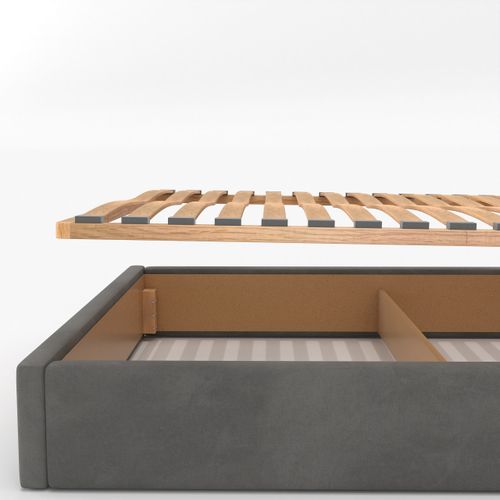 ŁÓŻKO TAPICEROWANE DO SYPIALNI 140x200 ŁÓŻKO PODWÓJNE Z POJEMNIKIEM SZARE na Arena.pl