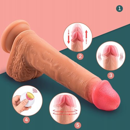 realistyczne dildo Analne wibrator z pilotem 21.5cm, 8 wibracji i 6 pchnięć na Arena.pl