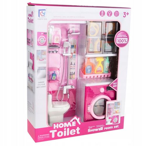 ŁAZIENKA Z AKCESORIAMI PRYSZNIC WC PRALKA ZESTAW ŁAZIENKOWY DLA DZIECI na Arena.pl