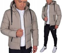 ZIMOWA PUCHOWA KURTKA MĘSKA PIKOWANA Z KAPTUREM