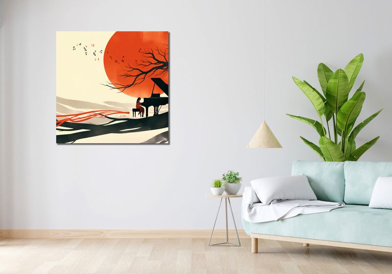 Obraz 90x90cm Pianistka zdjęcie 2