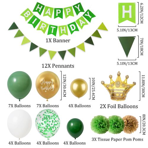 Zestaw Dekoracji Urodzinowych Złoto Zielony Baner Balony Gwiazdki Girlanda na Arena.pl
