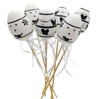 JAJKA NA PIKU BIAŁE OZDOBY WIELKANOCNE DEKORACJA ŚWIĄTECZNA 6 sztuk