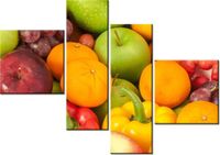 100 70CM OBRAZ 4 ELEM OWOCE WARZYWA DRUK PŁÓTNO RAMA