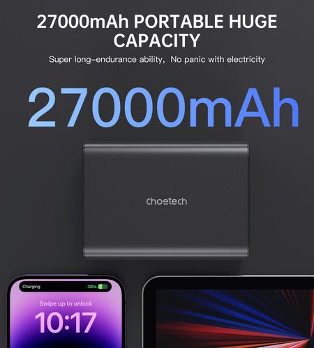 Powerbank stacja zasilania 27000 mAh 2x USB-A 2x USB-C 100W - czarny na Arena.pl