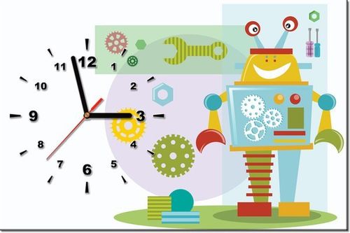 60CM 40CM ZEGAR OBRAZ DUŻY NIEBIESKI ROBOT DRUK PŁÓTNO RAMA na Arena.pl
