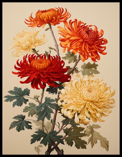 Plakat 50x65cm Tańczące Chryzantemy zdjęcie 2