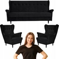 Komplet wypoczynkowy do salonu z 2 fotelami czarny ARI Family Meble