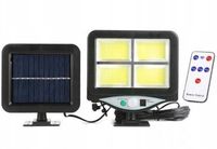 Ścienna lampa solarna BK-128-4COB pilot, czujnik ruchu i zmierzchu
