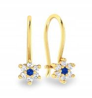 KOLCZYKI KWIATKI Z SZAFIREM RUBINEM ZŁOTO 585