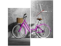 60X60CM ZEGAR FIOLETOWA DAMKA OBRAZ DREWNO ŚCIAN KWADRAT