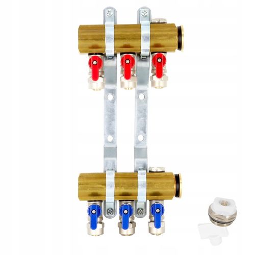 Rozdzielacz C.O. 3 obwodów zaworki PEX odpowietrzniki DO GRZEJNIKÓW na Arena.pl