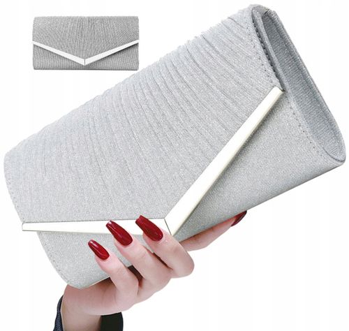 Torebka Wieczorowa Srebrna Kopertówka Wizytowa na Arena.pl