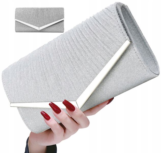 Torebka Wieczorowa Srebrna Kopertówka Wizytowa zdjęcie 2