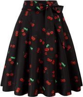 Spódnica Damska Rozkloszowana Retro Vintage Elegancka Czarna XL