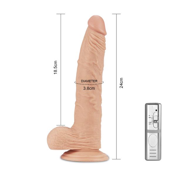 9.5'' Real Extreme Vibrating Dildo Flesh zdjęcie 8