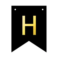 Baner personalizowany czarno-złoty litera H