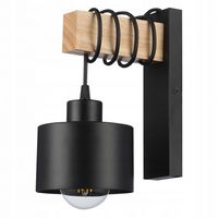 KINKIET ŚCIENNY DREWNO RUROWANY E27 35W CZARNA OPRAWA