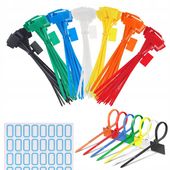 Etykiety kablowe Kolorowe opaski nylonowe 100 szt