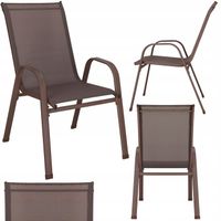 KRZESŁO OGRODOWE BALKONOWE FOTEL NA TARAS OGRÓD METALOWE MOCNE BRĄZOWE