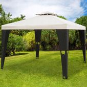 Pawilon ogrodowy rattanowy 3x3 m czarny beżowy