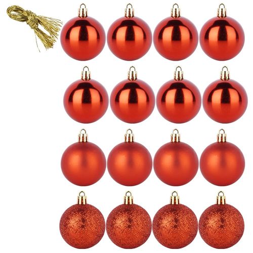 16x Bombki Choinkowe Świąteczne Nietłukące Czerwone Zestaw Bombek Choinka na Arena.pl