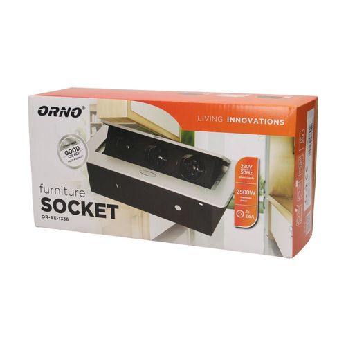 gniazdo wpuszczane w blat 3x2p+z płask rant frezowany czarny - on-ae-1336/b na Arena.pl