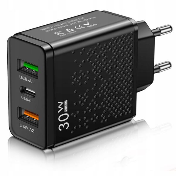 ŁADOWARKA SIECIOWA USBC 30W PD 2xUSB QC 5A zdjęcie 2